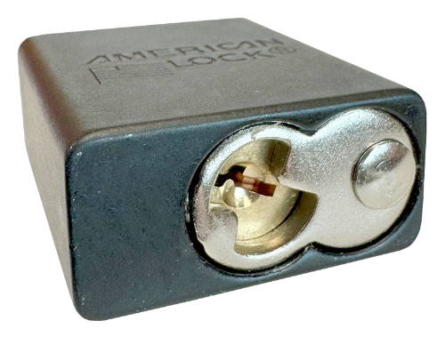 Alum Padlock. 1-1/2" Body, 1/4" Shackle Diameter, 1" Shackle Length, Black, Calgary 5