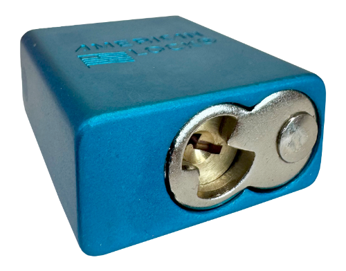 Alum Padlock. 1-1/2" Body, 1/4" Shackle Diameter, 1" Shackle Length, Blue, Calgary 5