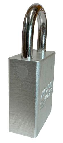 Alum Padlock. 1-1/2" Body, 1/4" Shackle Diameter, 1" Shackle Length, Clear, Calgary 2