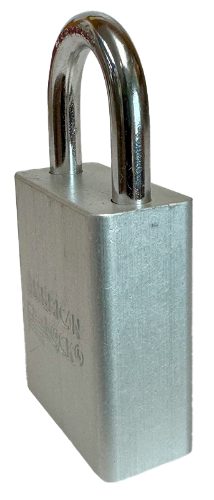 Alum Padlock. 1-1/2" Body, 1/4" Shackle Diameter, 1" Shackle Length, Clear, Calgary 3