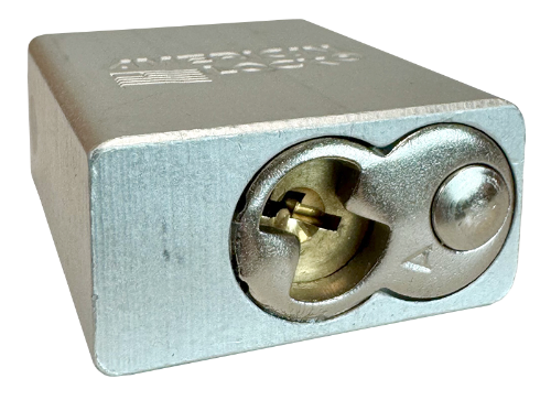 Alum Padlock. 1-1/2" Body, 1/4" Shackle Diameter, 1" Shackle Length, Clear, Calgary 5