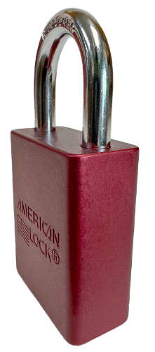 Alumi Padlock. 1-1/2" Body, 1/4" Shackle Diameter, 1" Shackle Length. Red, Calgary 3