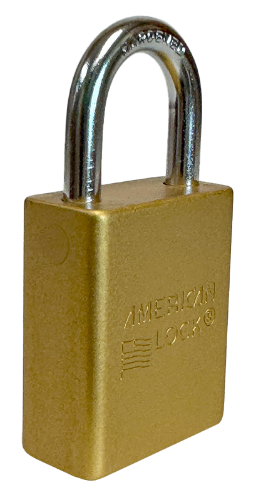 Alum Padlock. 1-1/2" Body, 1/4" Shackle Diameter, 1" Shackle Length. Yellow, Calgary 2