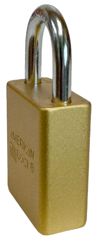 Alum Padlock. 1-1/2" Body, 1/4" Shackle Diameter, 1" Shackle Length. Yellow, Calgary 3