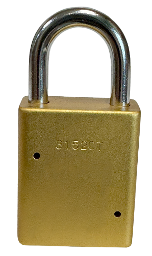 Alum Padlock. 1-1/2" Body, 1/4" Shackle Diameter, 1" Shackle Length. Yellow, Calgary 4