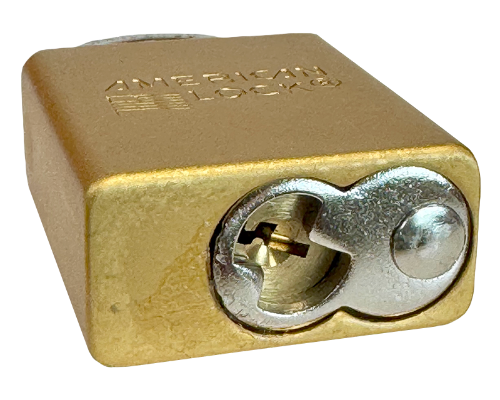Alum Padlock. 1-1/2" Body, 1/4" Shackle Diameter, 1" Shackle Length. Yellow, Calgary 5