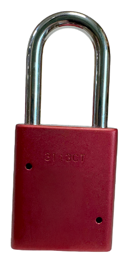 Alum Padlock.1-1/2" Body, 1/4" Shackle Diameter, 1-1/2" Shackle Length. Red, Calgary 4
