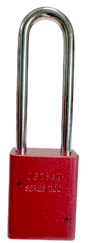 Alum Padlock 1-1/2" Body 1/4" Shackle Diameter 3" Shackle Length Red Calgary 4