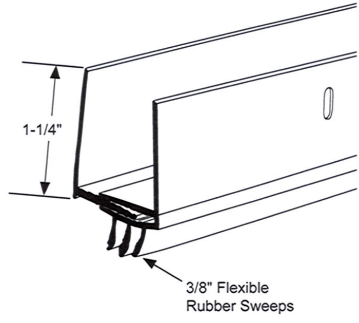 Adjustable Door Shoe 3/4" to 1-1/2" thick doors, 36" Calgary Sizing Chart