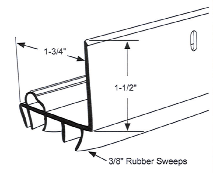 L-Shaped Door Shoe Rubber Sweep, Sizing Chart Calgary