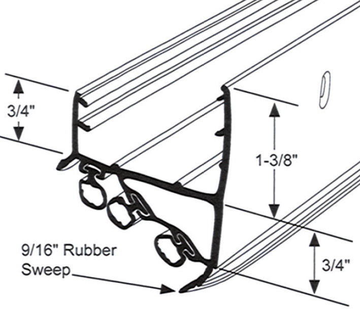 Door Shoe Rubber Sweep, 36"L, Calgary Sizing Chart