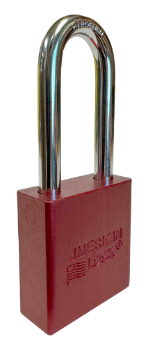 Aluminum Padlock 1-3/4" Body 5/16" Shackle Diameter 2" Shackle Length Red Calgary 2