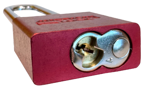 Alum Padlock 1-3/4" Body 5" Shackle Length 5/16" Shackle Diameter Red Calgary 5