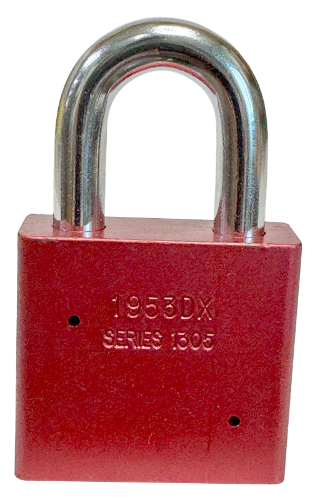 Alum Padlock 2" Body 1-1/8" Shackle Length 3/8" Shackle Diameter Red, Calgary 4