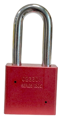 Alum Padlock 2" Body 2" Shackle Length 3/8" Shackle Diameter Red, Calgary 4