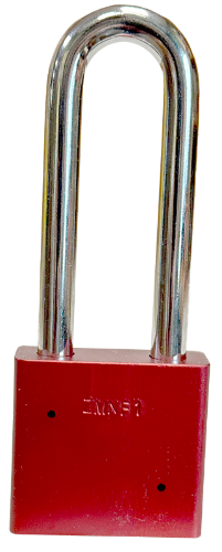 Alum Padlock 2" Body 3" Shackle Length 3/8" Shackle Diameter Red, Calgary 4