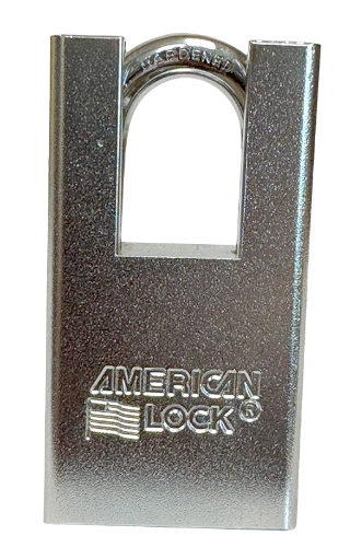 Solid Steel Shroud Padlock 1-3/4" Body 1-1/8" Shackle Length 5/16" Shackle Diameter, Calgary 1
