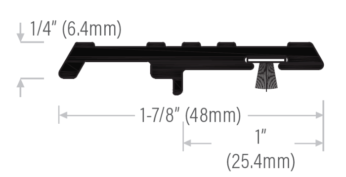 Flat bar astragal with pile insert, 1/4"H, 1-7/8"W, 84"L, Calgary