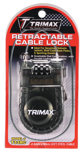 Retractable Cable, 3 Digit Combination Lock, 36" X 3mm Calgary 2