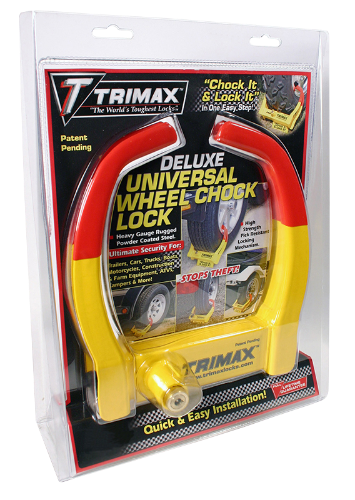 Deluxe Universal Wheel Chock Lock closed 6” Open 11.25” Reach 10.5” Calgary 2