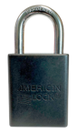 Alum Padlock. 1-1/2" Body, 1/4" Shackle Diameter, 1" Shackle Length, Black, Calgary 1