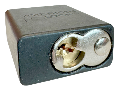 Alum Padlock. 1-1/2" Body, 1/4" Shackle Diameter, 1" Shackle Length, Black, Calgary 5