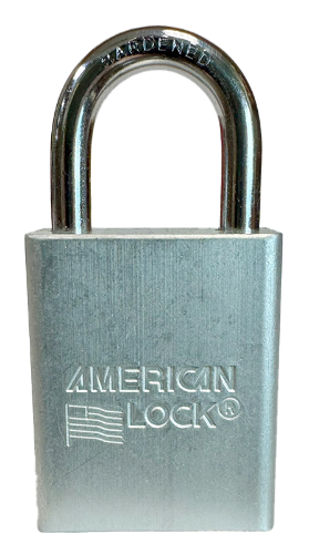 Alum Padlock. 1-1/2" Body, 1/4" Shackle Diameter, 1" Shackle Length, Clear, Calgary 1