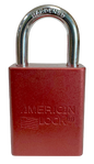 Alumi Padlock. 1-1/2" Body, 1/4" Shackle Diameter, 1" Shackle Length. Red, Calgary 1