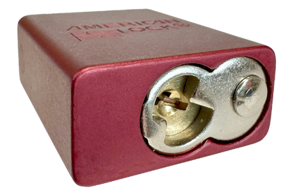 Alumi Padlock. 1-1/2" Body, 1/4" Shackle Diameter, 1" Shackle Length. Red, Calgary 5