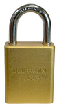 Alum Padlock. 1-1/2" Body, 1/4" Shackle Diameter, 1" Shackle Length. Yellow, Calgary 1