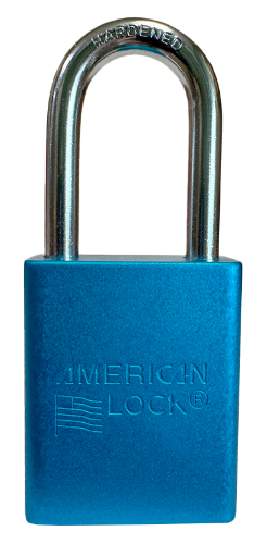 Alum Padlock. 1-1/2" Body, 1/4" Shackle Diameter, 1-1/2" Shackle Length. Blue, Calgary 1