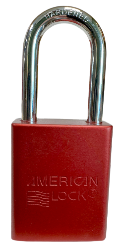 Alum Padlock.1-1/2" Body, 1/4" Shackle Diameter, 1-1/2" Shackle Length. Red, Calgary 1