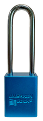 Alum Padlock. 1-1/2" Body, 1/4" Shackle Diameter, 3" Shackle Length. Blue, Calgary 1