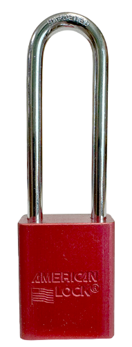 Alum Padlock 1-1/2" Body 1/4" Shackle Diameter 3" Shackle Length Red Calgary 1