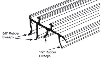 Rubber Door Sweep, 1-3/4"Hx5/8"W & 1/2"Hx35-3/4"L, Calgary Sizing Chart