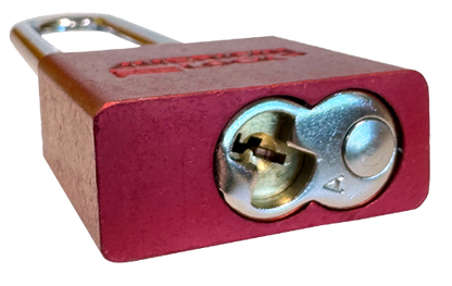Alum Padlock 1-3/4" Body 5" Shackle Length 5/16" Shackle Diameter Red Calgary 5