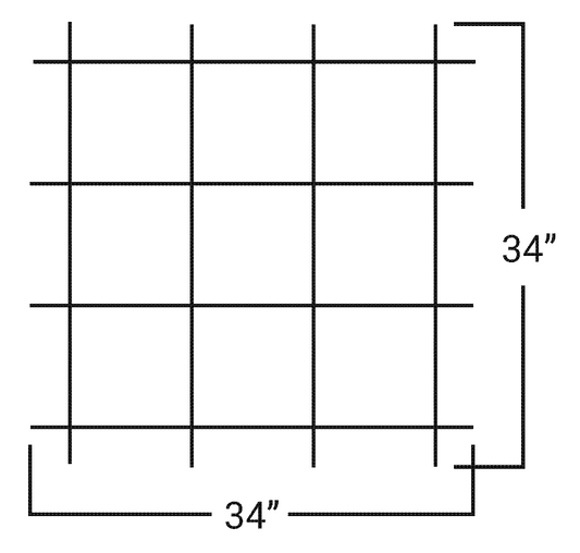 Fixed Commercial Window Bar Panel Size 34"W x 34"H, Black