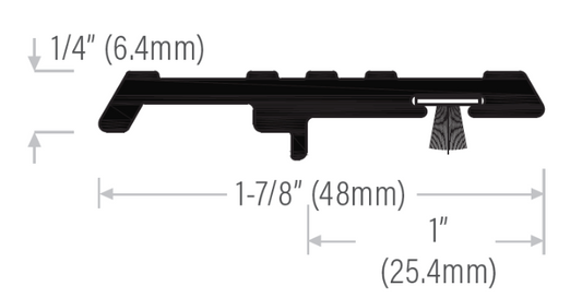 Flat bar astragal with pile insert, 1/4"H, 1-7/8"W, 84"L, Calgary