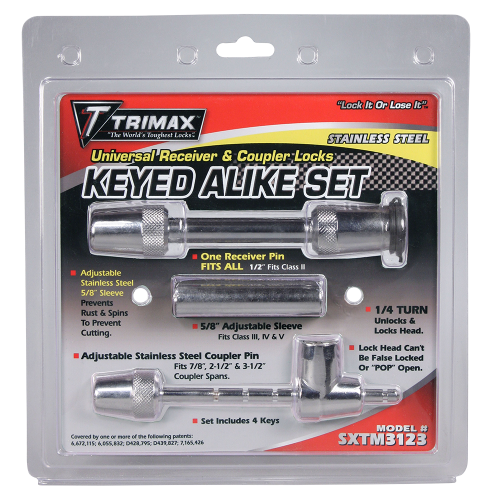 100% Stainless Steel Universal Receiver Lock & Sleeve Keyed Alike Full Length Pin Calgary