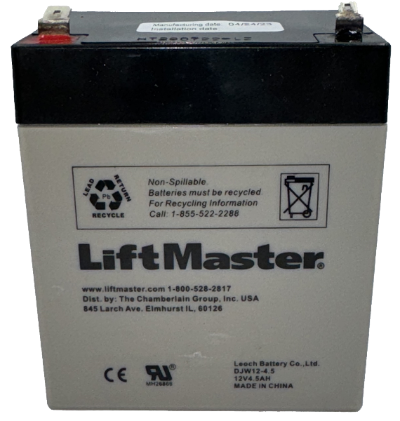 Residential Garage Door LiftMaster Backup Battery 12 Volt 4.5Amp For Integrated Battery Backup Units 1