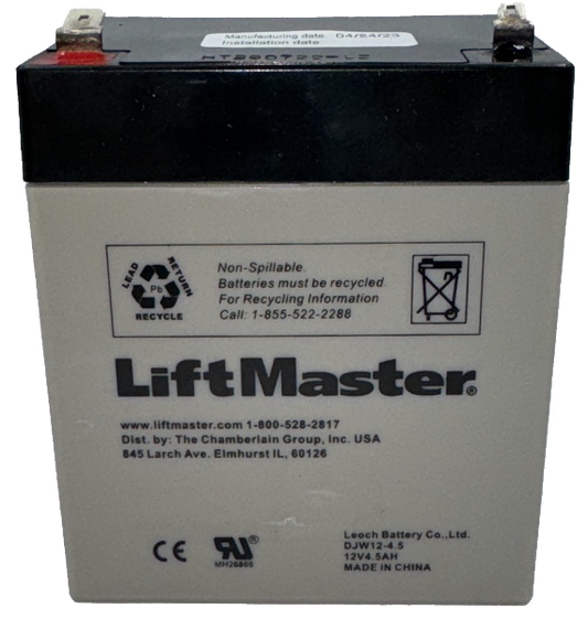 Residential Garage Door LiftMaster Backup Battery 12 Volt 4.5Amp For Integrated Battery Backup Units 1