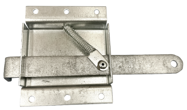 Commercial garage door long-throw slide lock secures door, mounts to interior latches through track 2