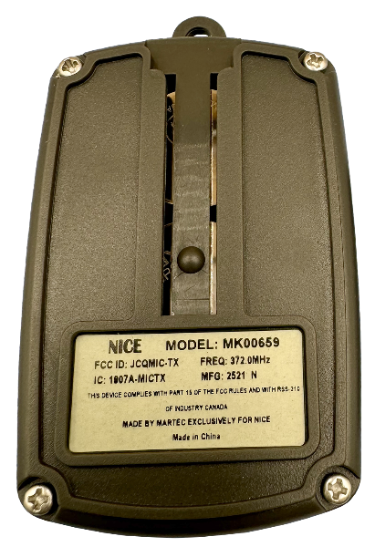 Replacement Micanan, 3 channel transmitter remote, 372mhz, works with logic 10.0 receiver. 2