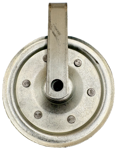 Extension Spring Pulley 4" Zinc Plated Steel Sheave Strap. Used on older style large flat doors - Side