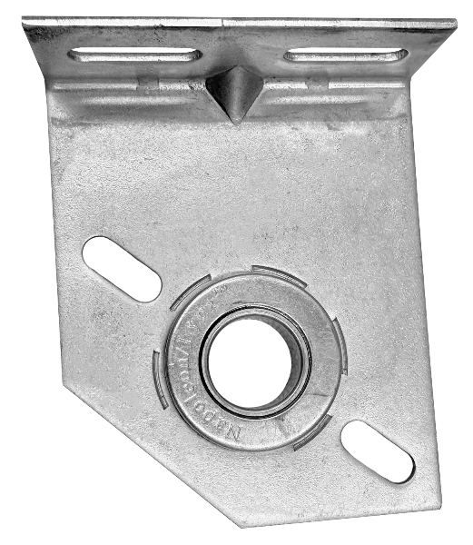 Residential fixed spring plate 3-3/8" offset with 1" bearing holds spring shaft on common residential doors