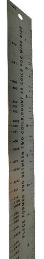 Spring Gauge Ruler. Used to determine wire size when replacing broken springs - front