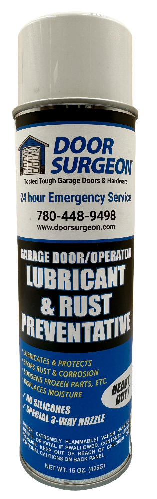 Door Surgeon garage door lubricant, silicon free, ozone friendly, non-drip clear formula 1